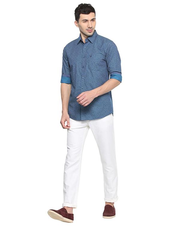 blue cotton casual shirt - 15609270 - Zoom Image - 3