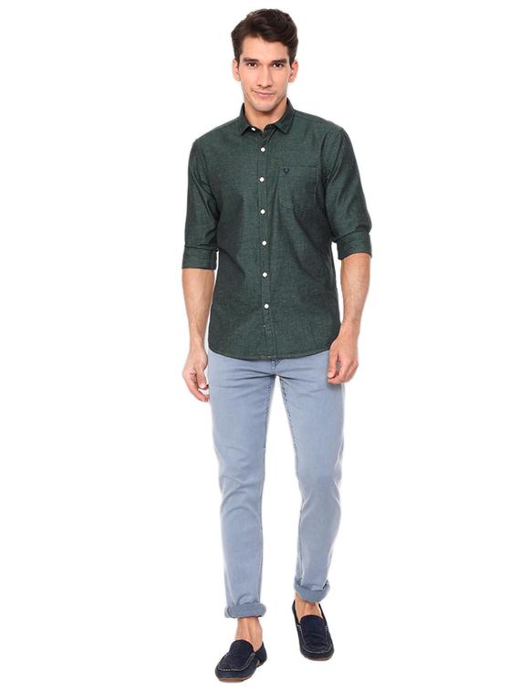 green cotton blend casual shirt - 15609286 - Zoom Image - 3