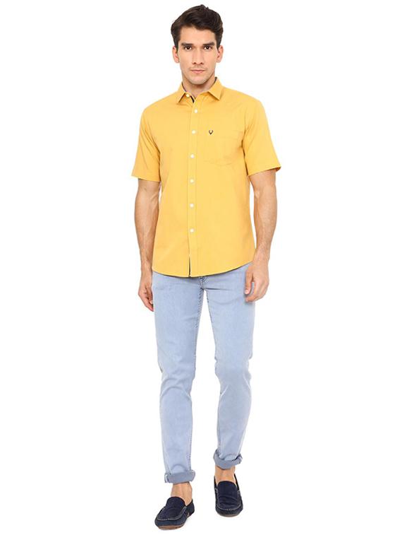 yellow cotton blend casual shirt - 15609288 - Zoom Image - 3