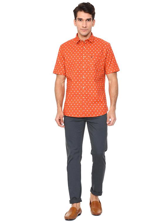 orange cotton casual shirt - 15609292 - Zoom Image - 3