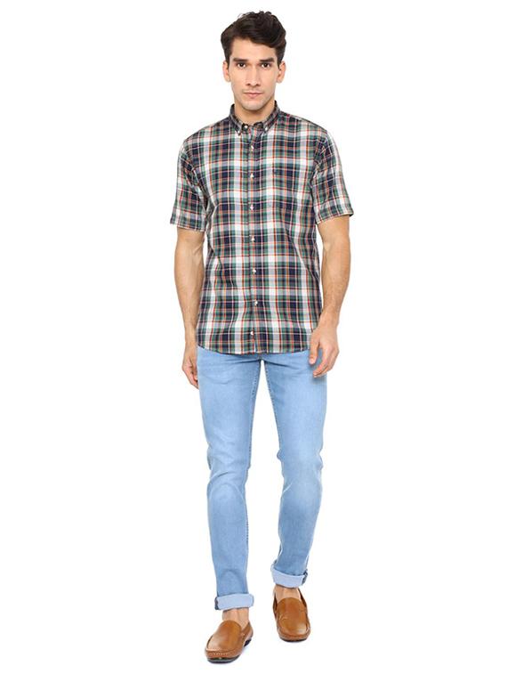 green cotton casual shirt - 15609293 - Zoom Image - 3
