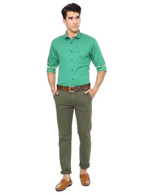 green cotton casual shirt - 15609302 - Standard Image - 3