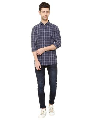 blue cotton casual shirt - 15609312 - Standard Image - 3