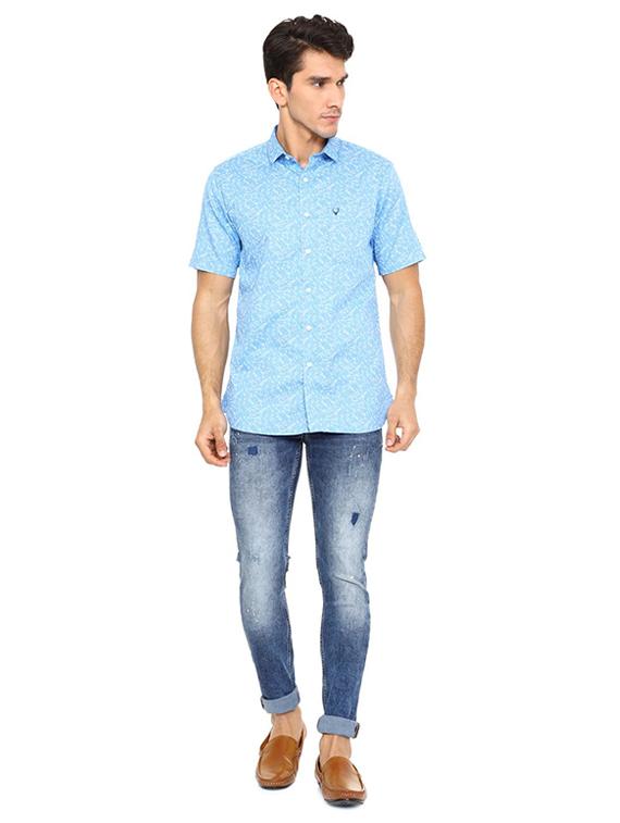 blue cotton casual shirt - 15609331 - Zoom Image - 3