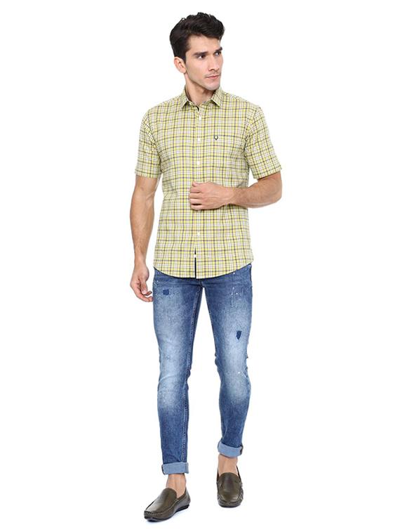 yellow cotton blend casual shirt - 15609332 - Zoom Image - 3