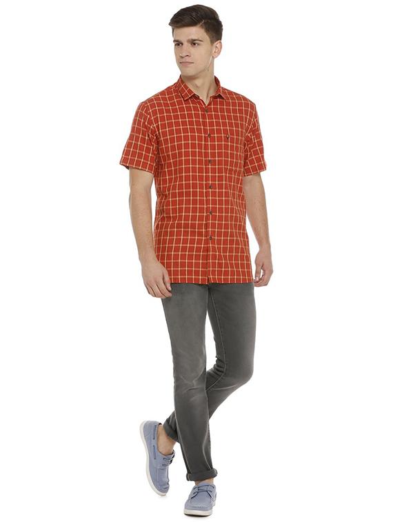 red cotton blend casual shirt - 15609335 - Zoom Image - 3