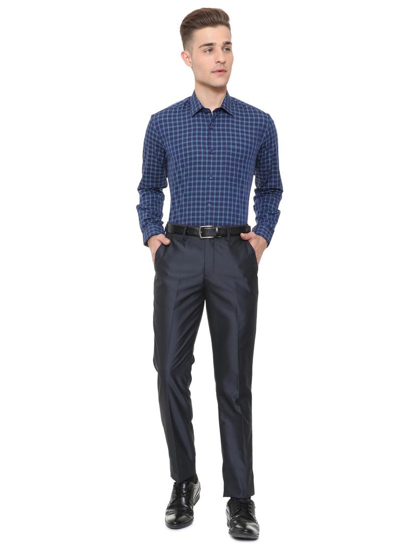 blue cotton blend casual shirt - 15609336 - Zoom Image - 3