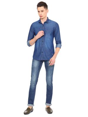 blue cotton casual shirt - 15609340 - Standard Image - 3