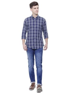 blue cotton casual shirt - 15609355 - Standard Image - 3