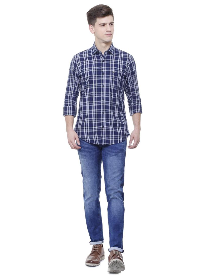 blue cotton casual shirt - 15609355 - Zoom Image - 3