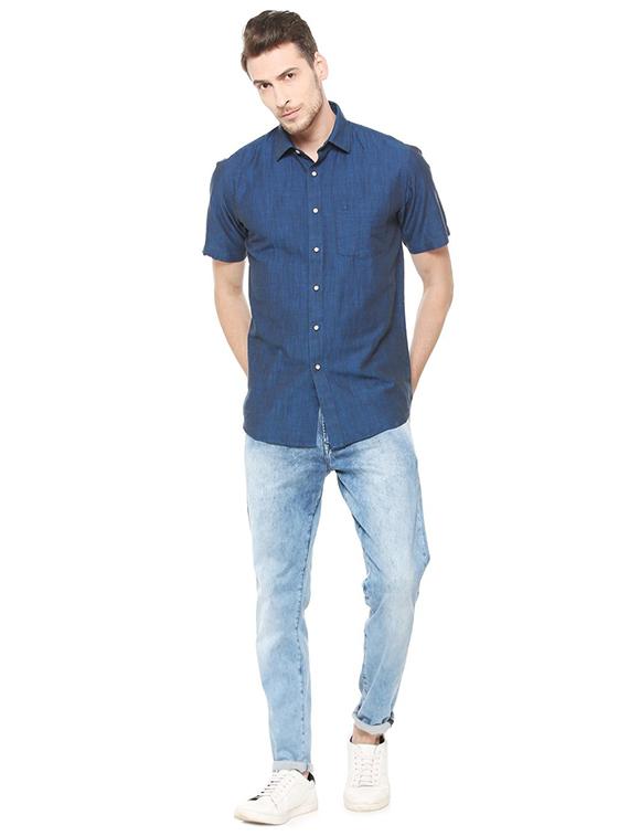 blue cotton casual shirt - 15609374 - Zoom Image - 3