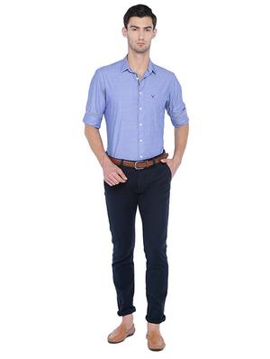 blue cotton blend casual shirt - 15609382 - Standard Image - 3