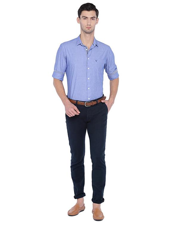 blue cotton blend casual shirt - 15609382 - Zoom Image - 3