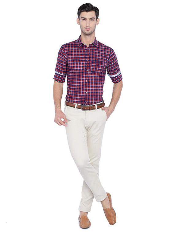 blue cotton casual shirt - 15609387 - Zoom Image - 3