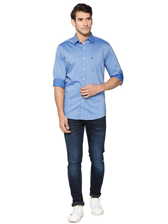blue cotton casual shirt - 15609396 - Zoom Image - 3