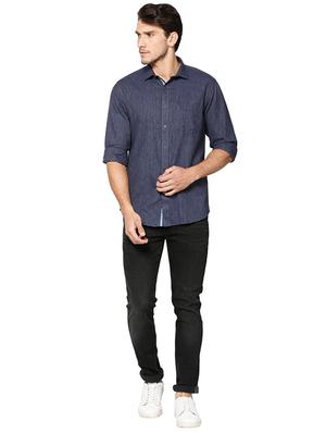 blue cotton blend casual shirt - 15609400 - Standard Image - 3