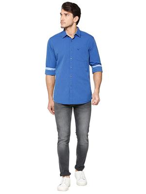 blue cotton casual shirt - 15609410 - Standard Image - 3