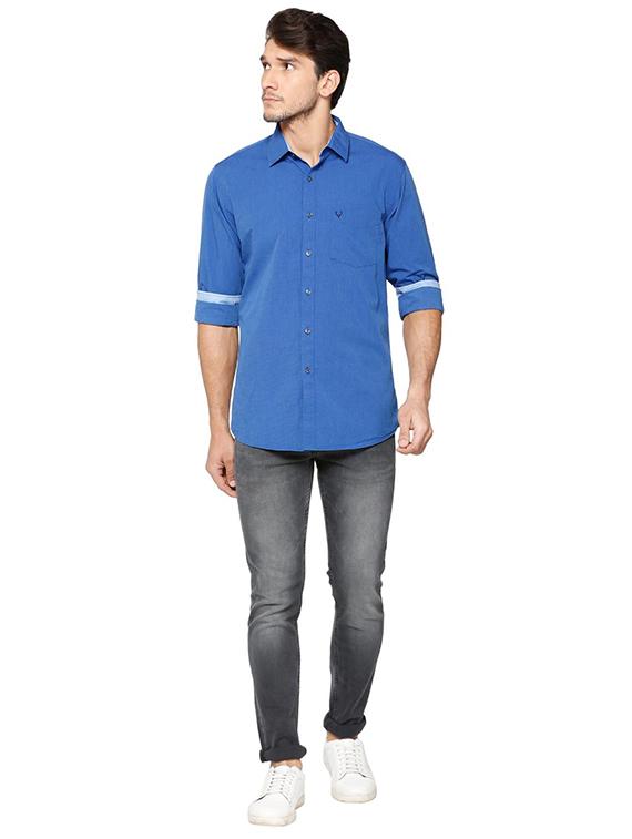 blue cotton casual shirt - 15609410 - Zoom Image - 3