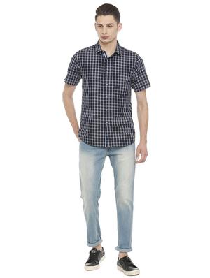 blue cotton casual shirt - 15609417 - Standard Image - 3