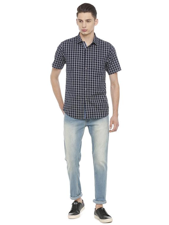blue cotton casual shirt - 15609417 - Zoom Image - 3