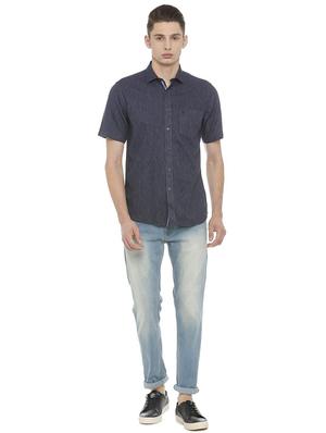 blue cotton blend casual shirt - 15609418 - Standard Image - 3