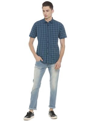 blue cotton casual shirt - 15609419 - Standard Image - 3