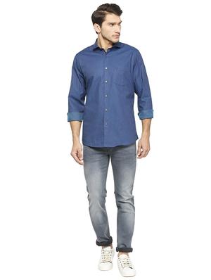 blue cotton casual shirt - 15609445 - Standard Image - 3