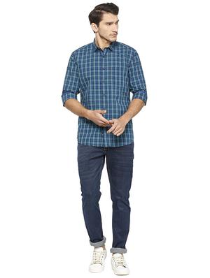 blue cotton casual shirt - 15609446 - Standard Image - 3