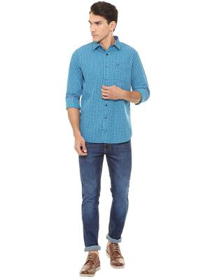 blue cotton casual shirt - 15609450 - Standard Image - 3