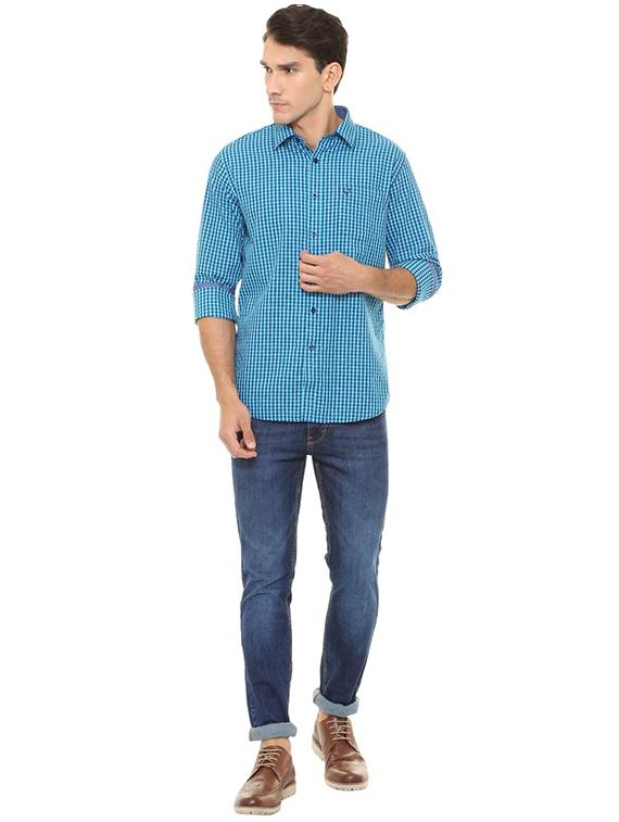 blue cotton casual shirt - 15609450 - Zoom Image - 3