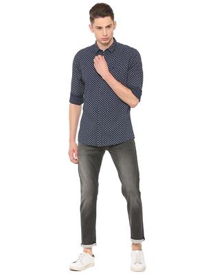 navy blue cotton casual shirt - 15609451 - Standard Image - 3