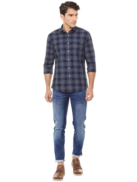 blue cotton casual shirt - 15609456 - Zoom Image - 3