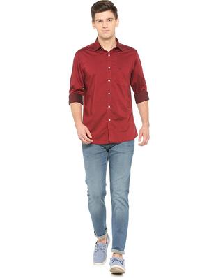 red cotton casual shirt - 15609457 - Standard Image - 3