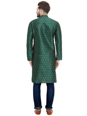green dupion long kurta - 15609786 - Standard Image - 3