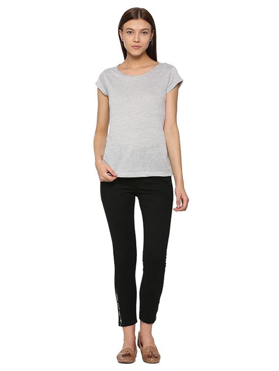 smoke grey short sleeved knitted top - 15610755 - Zoom Image - 3