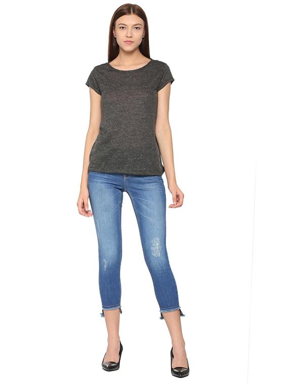 charcoal grey short sleeved knitted top - 15610757 - Zoom Image - 3
