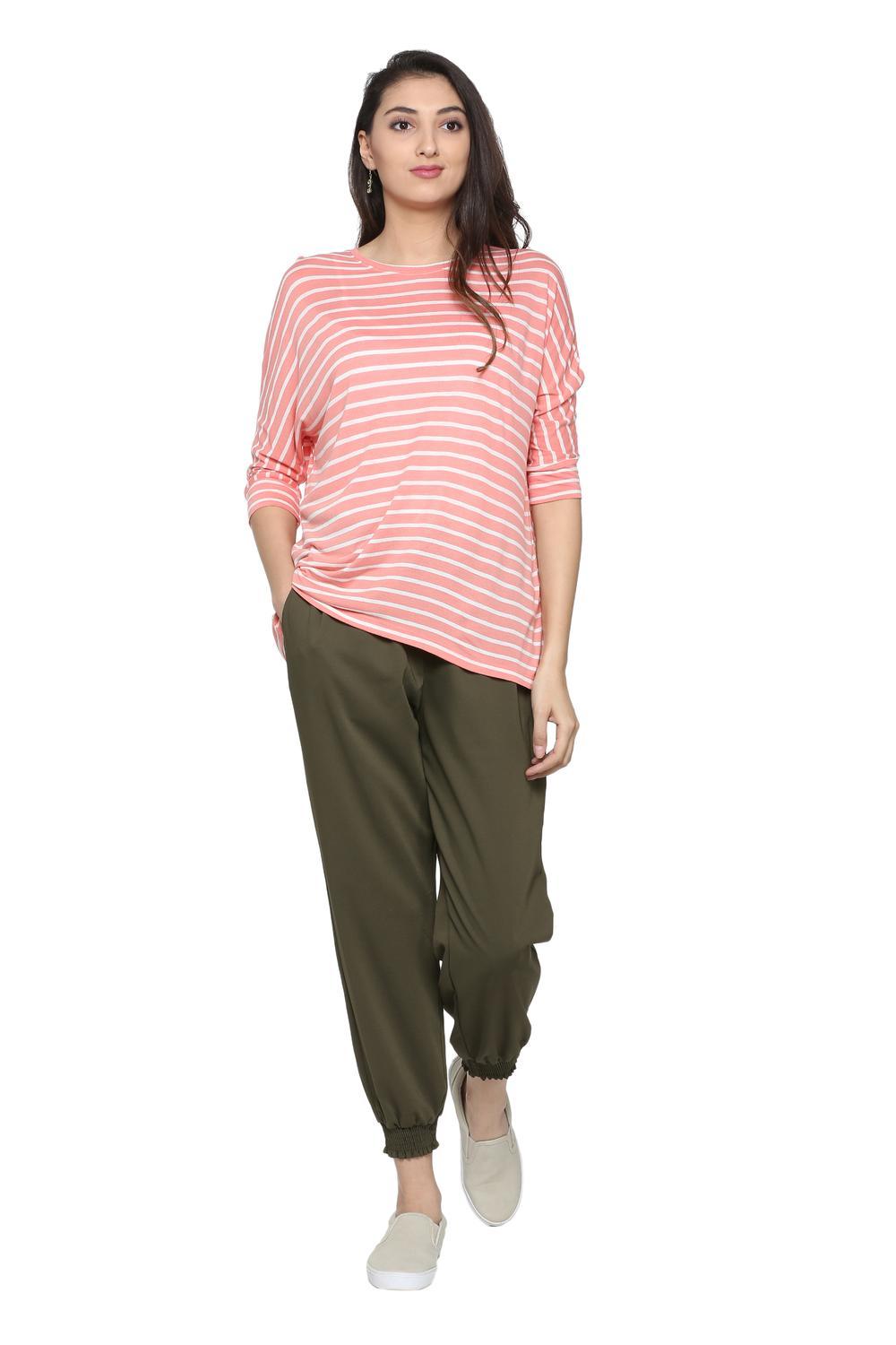 extended sleeved striped asymmetric tee - 15610773 - Zoom Image - 3