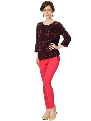 keyhole back floral grid pattern top - 15610776 - Standard Image - 3