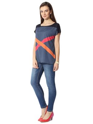 short sleeve color block top - 15610778 - Standard Image - 3