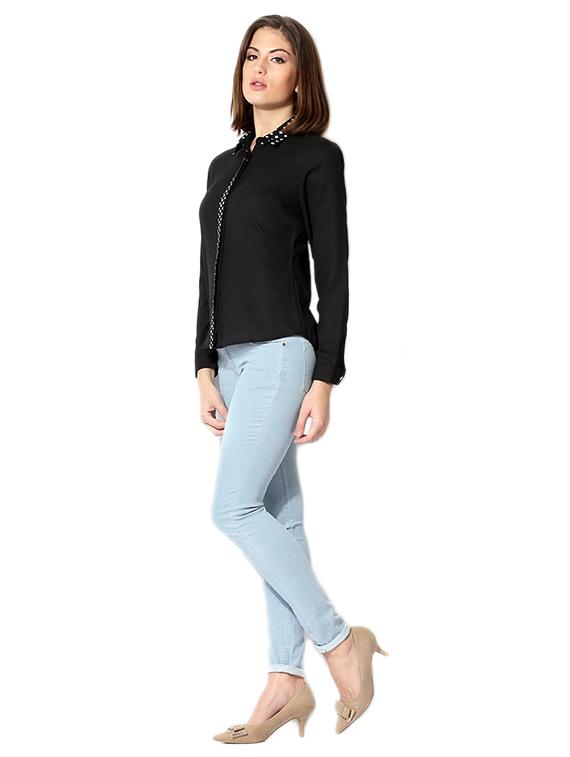 concealed placket print detail asymmetric shirt - 15610781 - Zoom Image - 3