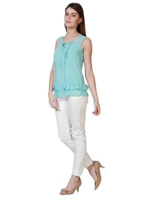 tassel tie up ruffle detail top - 15610784 - Standard Image - 3