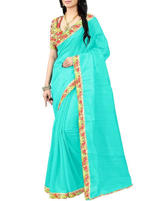 floral lace border saree with blouse - 15610786 - Standard Image - 1