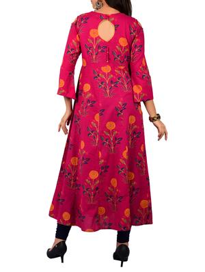 Fuchsia anarkali key hole kurta - 15610861 - Standard Image - 3