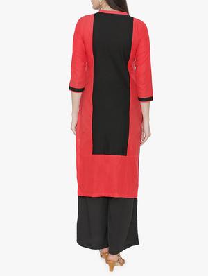 Color block straight kurta - 15611354 - Standard Image - 3