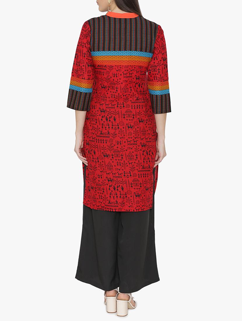 Warli print straight kurta - 15611357 - Zoom Image - 3