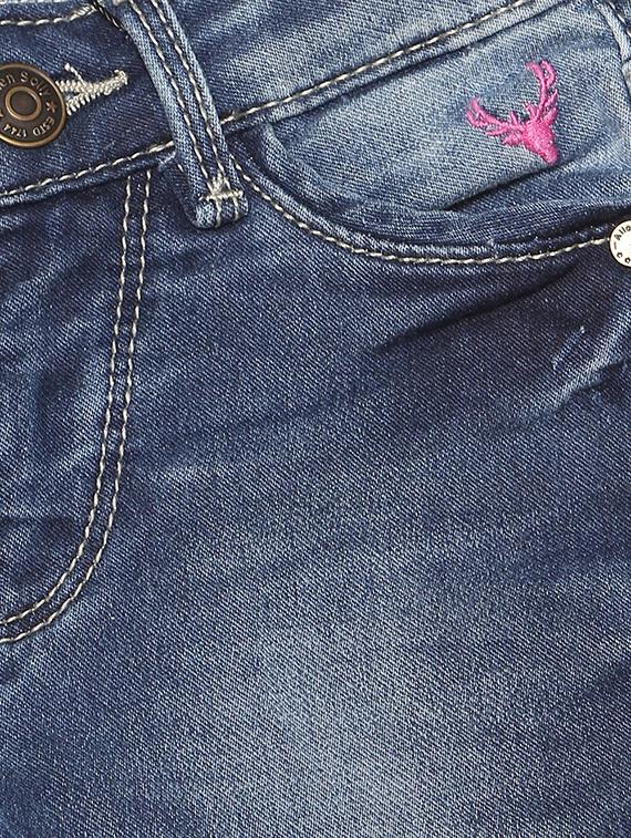 blue cotton blend washed jeans - 15611629 - Zoom Image - 3