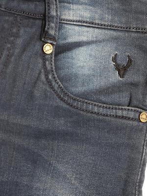 blue cotton blend washed jeans - 15611642 - Standard Image - 3