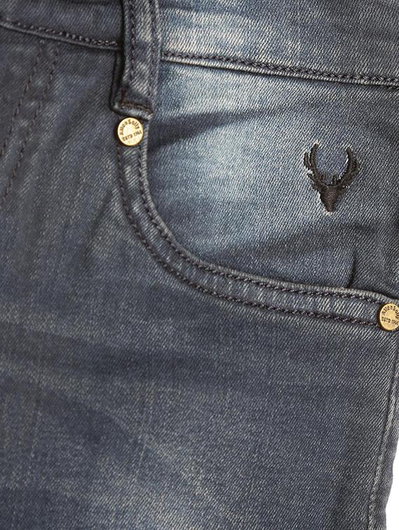 blue cotton blend washed jeans - 15611642 - Zoom Image - 3