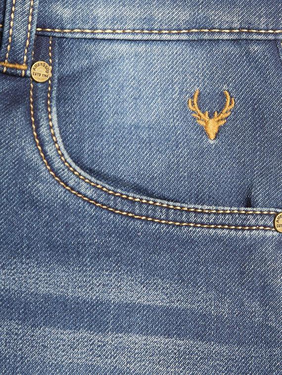 blue cotton blend washed jeans - 15611643 - Zoom Image - 3