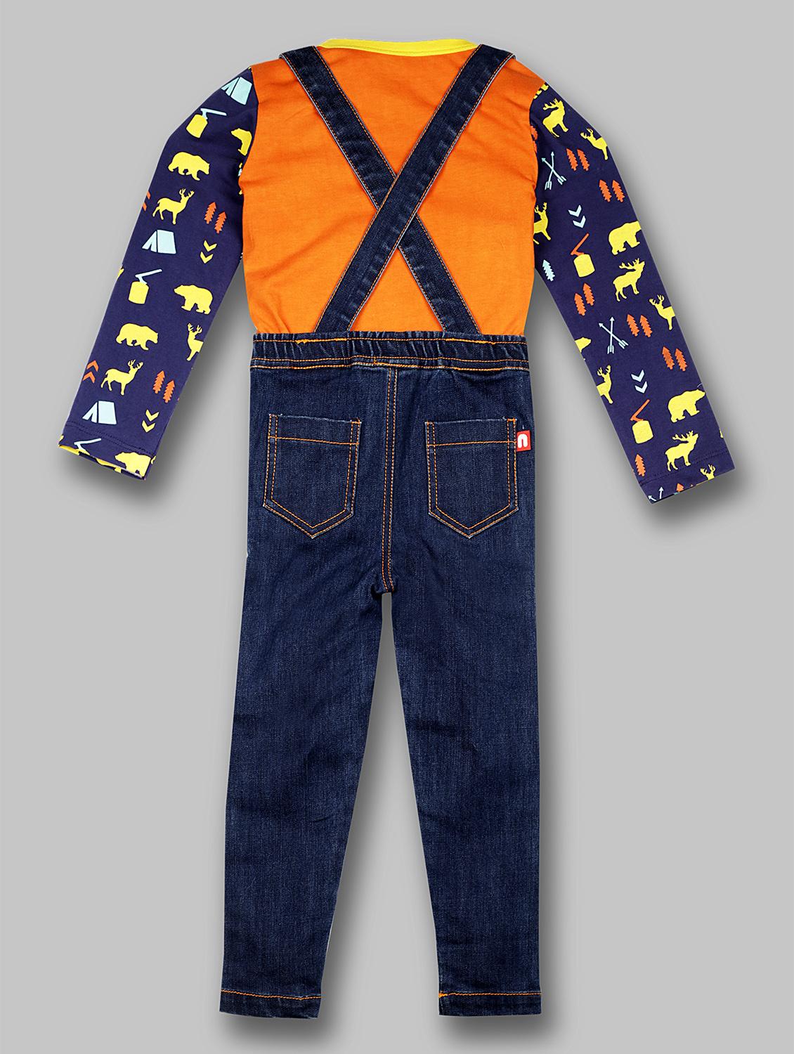 blue cotton dungaree set - 15611655 - Zoom Image - 3